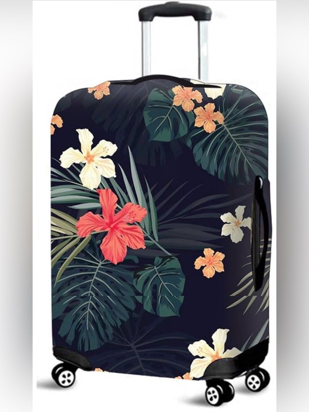 Floral Foliage Hibiscus Suitcase Luggage Baggage Cover Stylish Protective Sleeve